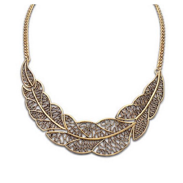 

contracted hollow out the leaves necklace metal sweater chain female collarbone chain, Silver