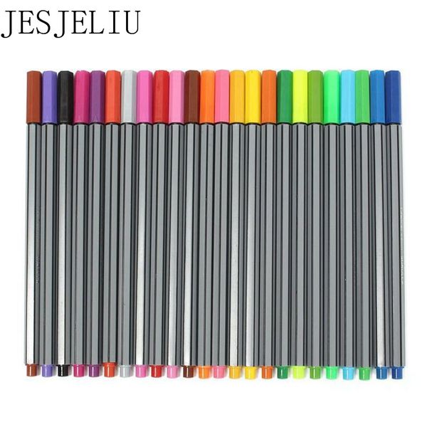 

0.4 mm 24 colors fineliner pens superfine marker pen water based assorted ink arts drawing for children graffiti hook fiber pen, Black;red