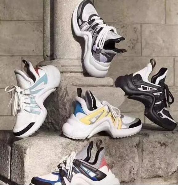 

2018 new luxury women's archlight sneaker men genuine leather trainers tpu outsole casual shoes runner shoes 7 colors archlight, Black