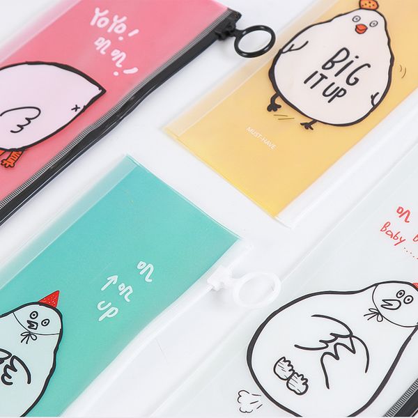 

cute cartoon chicken pencil bag kawaii transparent pencil case file holder for kids school supplies