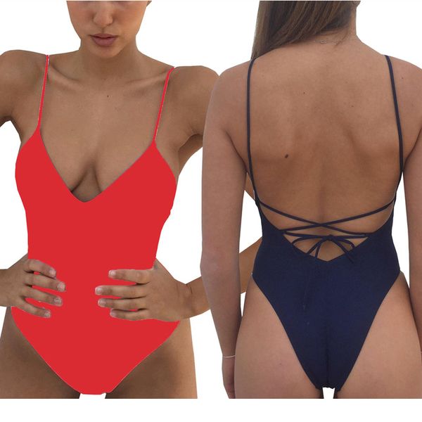 

backless thong 2017 women string one piece swimsuit baths bathing suits fused swimwear female bather beachwear monokini, White;black