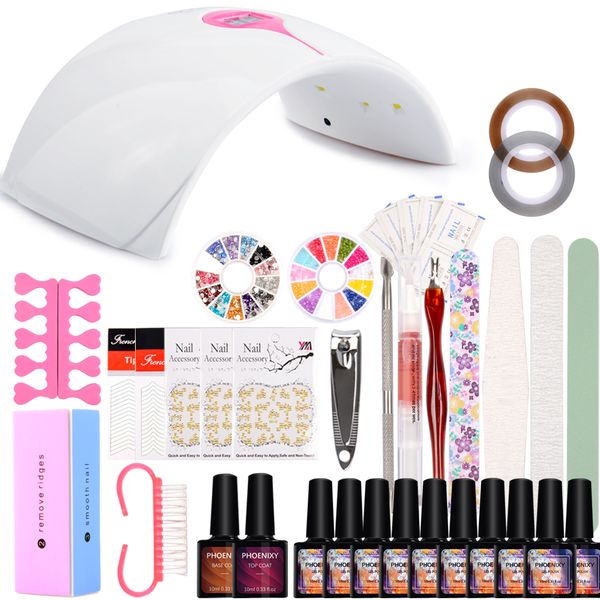 

nail art set 36w uv led lamp dryer 12 color gel nail polish set kit tools gel varnish lacquer manicure tools kit