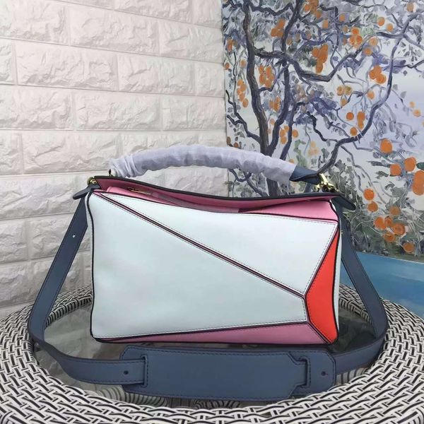 

Contra t color bag brand de ign real leather puzzle bag tote come with du t bag card l0153 for women hipping