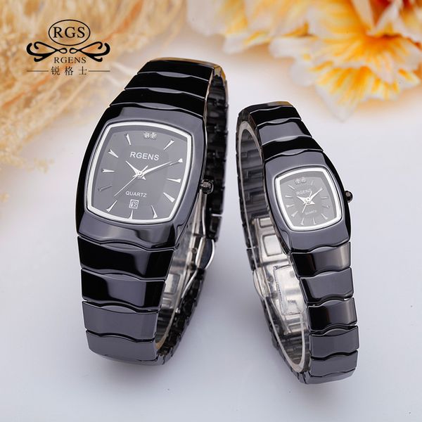 

luxury mens womens watches 100% real ceramics woman man wristwatches quartz square casual waterproof diamond japanese movement, Slivery;brown