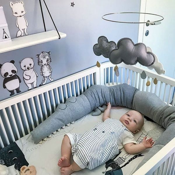 

newborn baby bed bumper cartoon cotton protector crib crocodile fall prevention bumpers toys baby infant bedding room decor