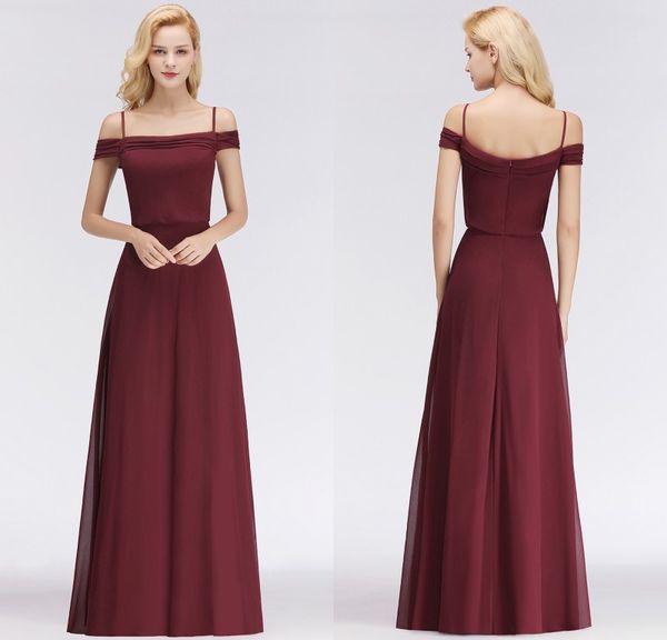 

real pictures 2018 new designer burgundy chiffon long bridesmaid dresses floor length custom made wedding party gowns bm0036, White;pink