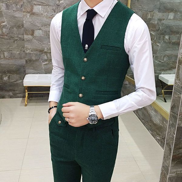 

british style men's suit vests , business wedding banquet male lattice vest, slim elegant men waistcoat size s-3xl, Black;white