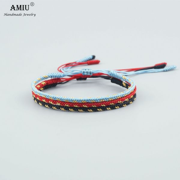 

amiu multi color tibetan buddhist bracelets & bangles for women and men handmade knots rope tibetan budda lucky bracelet, Golden;silver