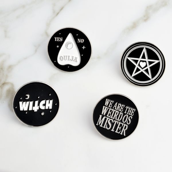 

we are weirdos,witch,ouija ,heart,pentagram pin witch pin witch jewelry witchcraft black dark pins brooches for women girls, Gray