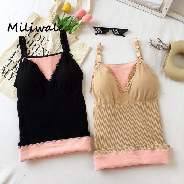 

new warm winter thicken velvet tank women elastic basic girl lace slim adjustable women camisoles tank, Black;white