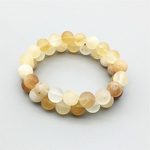 

8mm 10mm matte yellow opal beads bracelet,elastic bracelet ,gemstone beads bracelet,gifts, Black