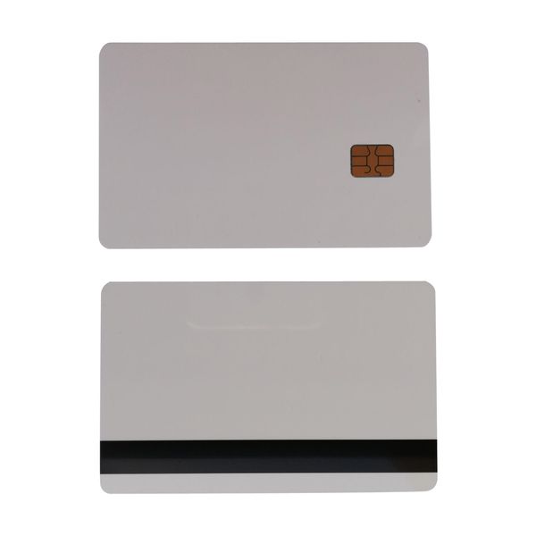 Smart card in pvc con chip di contatto bianco SLE4442 da 10 pezzi con banda magnetica Hico da 8,4 mm