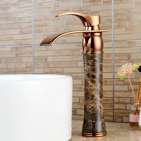 2018 Luxury Soild Brass Gold Finish Stone Body Bathroom Faucet Oil