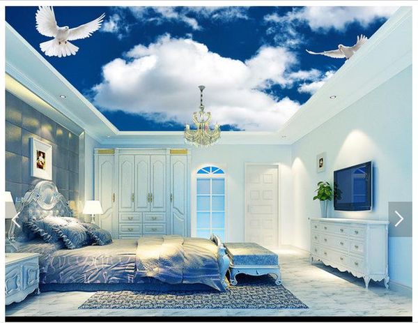 

3d wallpaper custom p ceiling mural wallpaper simple blue sky white clouds sky zenith ceiling mural large starry sky wallpaper