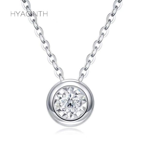 

hyacinth 18k white gold inlaypaved diamond simple round pendant necklaces for birthday gift party jewelr new arrivals 2019 new, Silver
