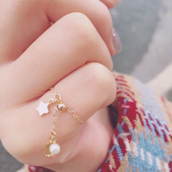 

fashion adjustable rings for women with 14k gold white freshwater pearl korean rings romantic gift for female party jewelry, Golden;silver