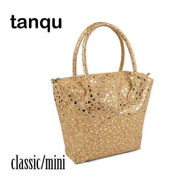 

tanqu leather insert for classic mini obag inner pocket plus handle combination wood paern waterproof faux pu for o bag