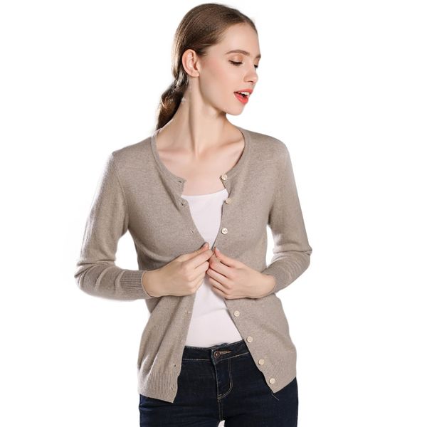 

ist women 100 cashmere o-neck seasons cardigan colors womens necessary sweaters allmatch 2018 fall winter jacket basic style, White;black