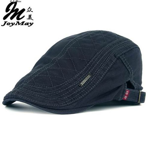 

joymay new autumn cotton berets caps for men casual peaked caps grid embroidery berets hats casquette cap y006, Blue;gray
