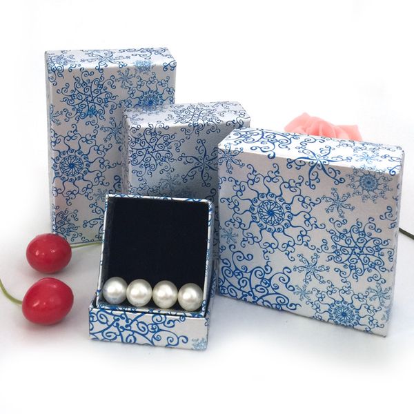 

[ddisplay]blue&sliver porcelain jewelry box set, blue printing pendant display, necklace jewelry collection box, classic bracelet case, Black;white