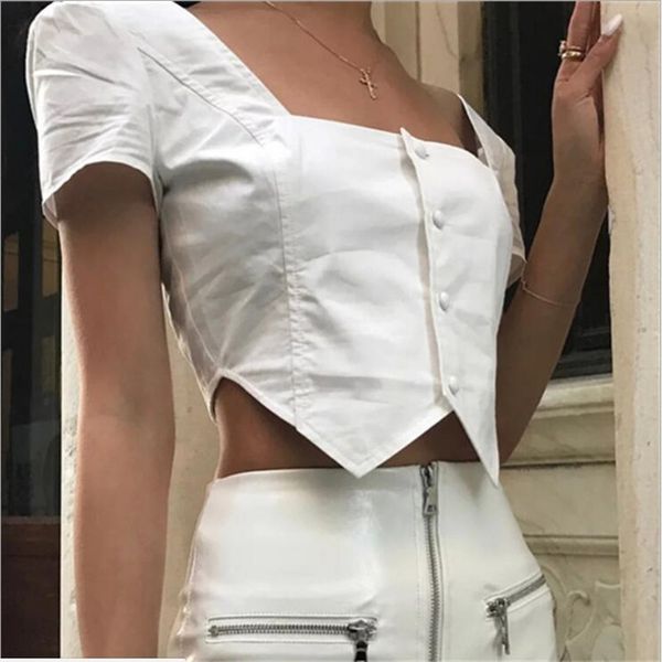 

jihofancy classic square neck crop women 2018 new fashion black white vintage camis streetwear basic tank