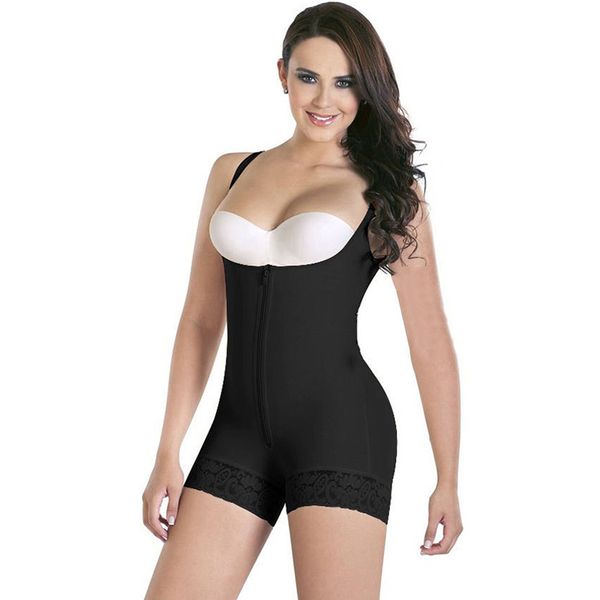 

underwear women bodysuit underbust body shaper slimming shapewear waist trainer plunge u zipper push up butt lifter seamless, Black;white