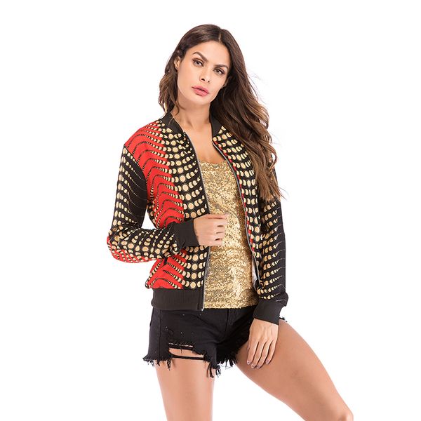 

autumn winter plus size women jackets coat gradient color print new ladies fashion casual outdoor long sleeve cardigan baseball, Black;brown