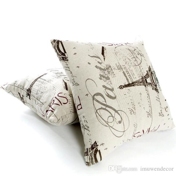 Wholesale Vintage France Paris Eiffel Tower Cotton Linen Cushion