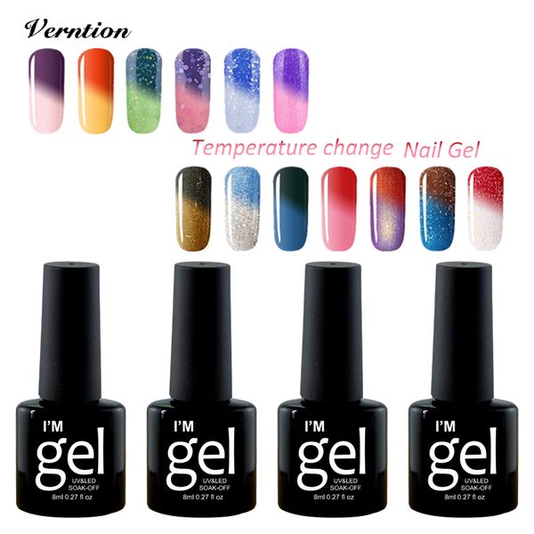 

verntion temperature changing color gel polish soak off long lasting chameleon gel nail polish nail art manicure design, Red;pink