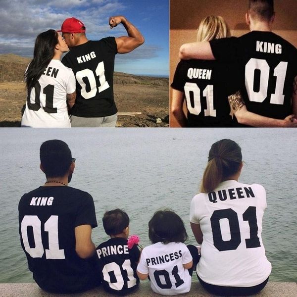 

wholesale Top Quality King Queen Couple Kids Short Sleeve Shirts Letter Printing Couple Tops Hip-hop Couple T-shirt Cotton