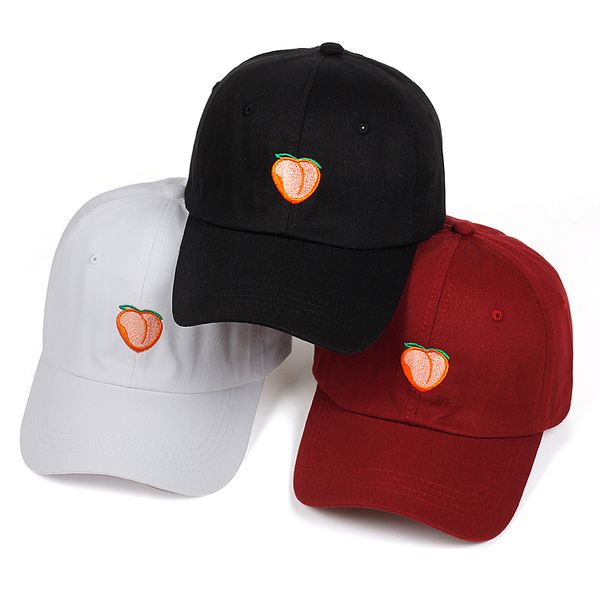 

2018 new dad hat leisure fresh fruit cap embroidery hat peach baseball cap women's cotton hip hop snapback baseball hats, Blue;gray