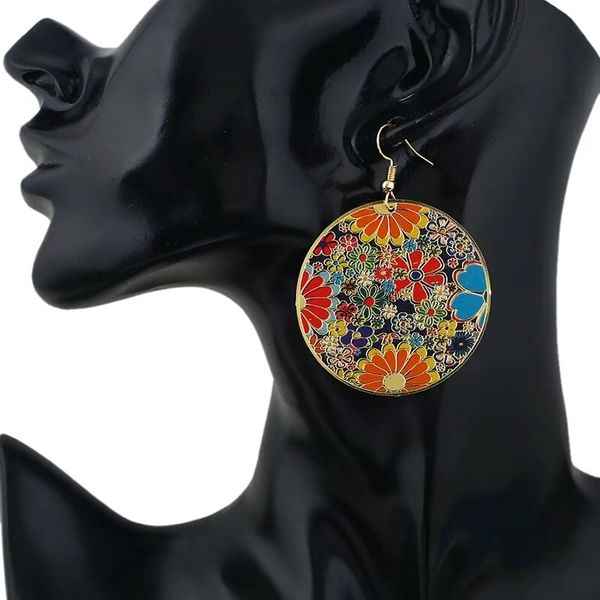 

colorful flower pattern dangle earrings chinese ancient style chandelier jewelry for women and girls two colors dark colorful light colorful, Silver