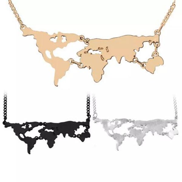 

globe world atlas world map pendant necklaces necklace silver gold black pendants for women girls statement jewelry 4 colors