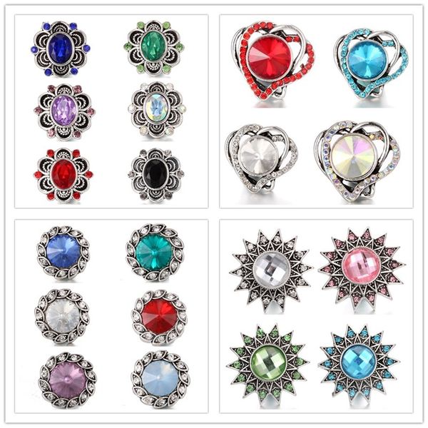 

noosa chunks metal rhinestone flower heart snap buttons for 18mm snap button necklace bracelet for women snap button jewelry