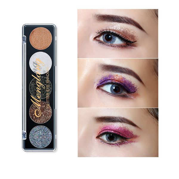 

5 colors shiny eye shadow shimmer powder palette cosmetic makeup beauty
