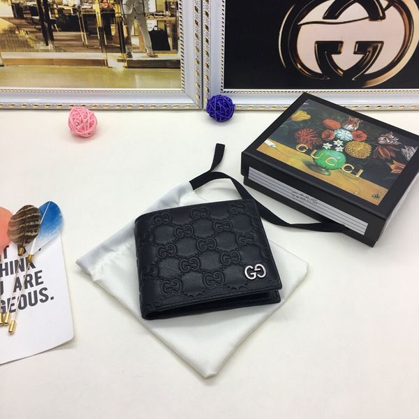 

горячий черный кожаный мужской кошелек с коробочкой маленькие короткие кошельки