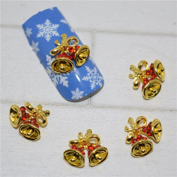 

10psc new christmas bells 3d nail art decorations,alloy nail charms,nails rhinestones supplies #252, Silver;gold