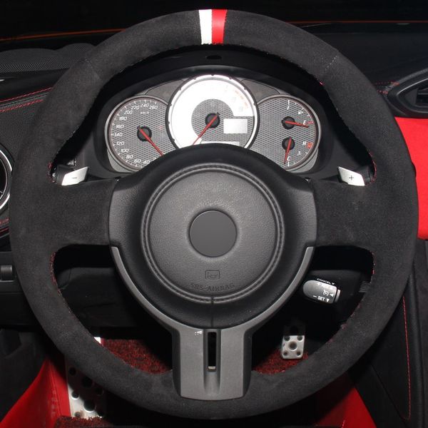 

black suede hand-stitched car steering wheel cover for toyota 86 subaru brz