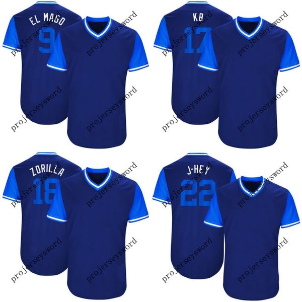 

Chicago 9 Javier Baez El Mago 12 Kyle Schwarber Schwarbs 17 KrisBryant KB 18 Ben Zobrist Zorilla 2017 Players' Weekend Baseball Jerseys