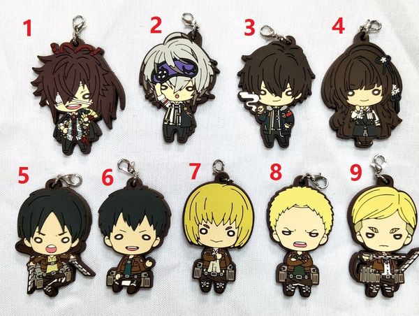 

attack on titan anime keychain krista lenz rivaille eren armin sasha mantra rubber strap/phone charms, Silver