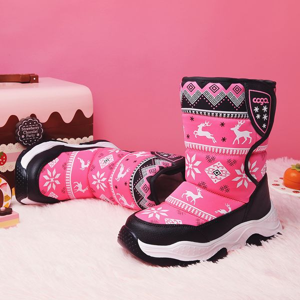 

christmas baby shoes 2018 winter kids medium cotton boots children thicken warm waterproof snow boots boys girls christmas boots, Black;grey