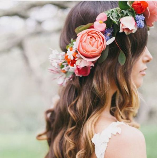 

summer women bohemia handmade flower crown hairband garland wedding vacation tour flowers wreath headdress hair accessories
