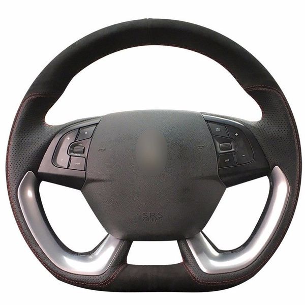 

leather steering wheel hand-stitch on wrap cover for citroen ds5 ds4s
