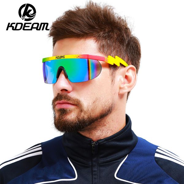 

kdeam can be removed and replaced eyewear lens sunglasses men sports oversized windproof goggles give black glasses lens xh40, White;black