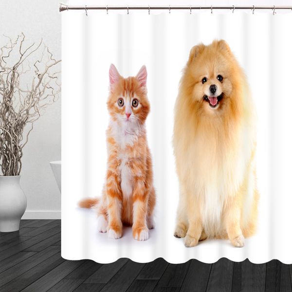 

3d cartoon pet cat and dog pattern shower curtains bathroom curtain waterproof thickened bath curtain customizable