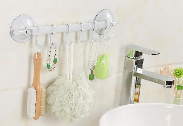 

hanging shelves hook holders storage organization kitchen tool adjustable hook rack double suction cup towel rack lock type sucker hook