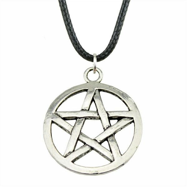 

wysiwyg 5 pieces leather chain necklaces pendants choker collar pendant necklace women star 25mm n6-b10333, Golden;silver