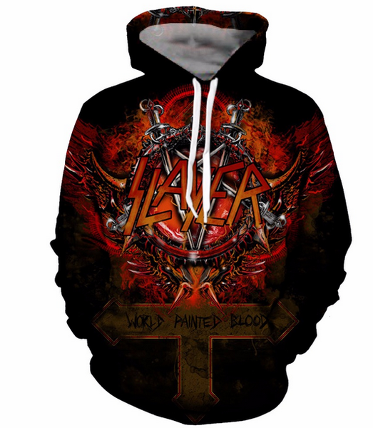 

fashion women/men slayer harajuku style funny 3d print casual hoodies plus size kk186, Black