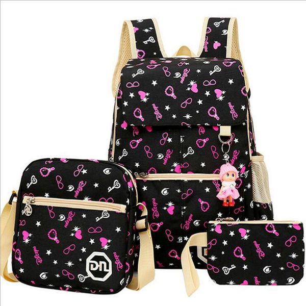 

2018 new fashion school bags teenager girls travel backpack kids princess orthopedic schoolbags 3pcs/set rucksack schoolbag