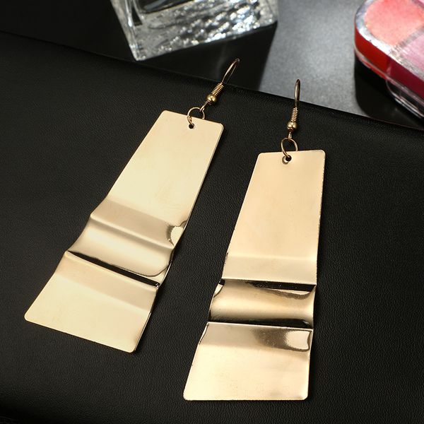

long statement earrings 2018 metal fashion dangle earrings for women maxi geometric earing vintage punk jewelry, Silver